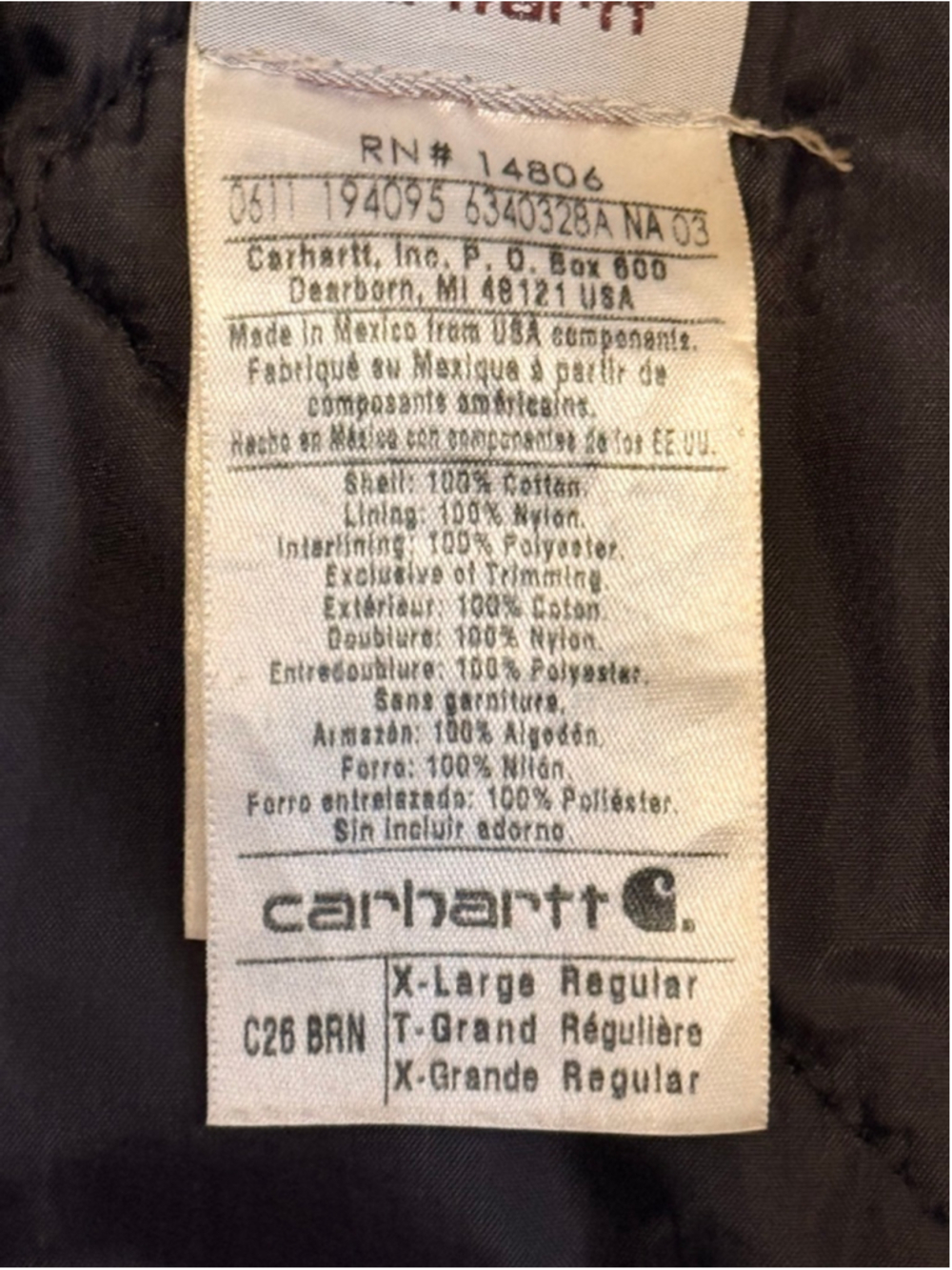 Vtg Carhartt MENS ARCTIC QUILT LINED SANDSTONE TRADITIONAL COAT C26 Sz XL - Picture 7 of 8